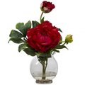 Dare2Decor Peony with Fluted Vase Silk Flower Arrangement DA416968